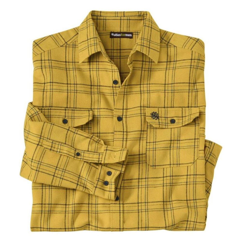 Atlas For Men Mens Checked Flannel Shirt / Yellow